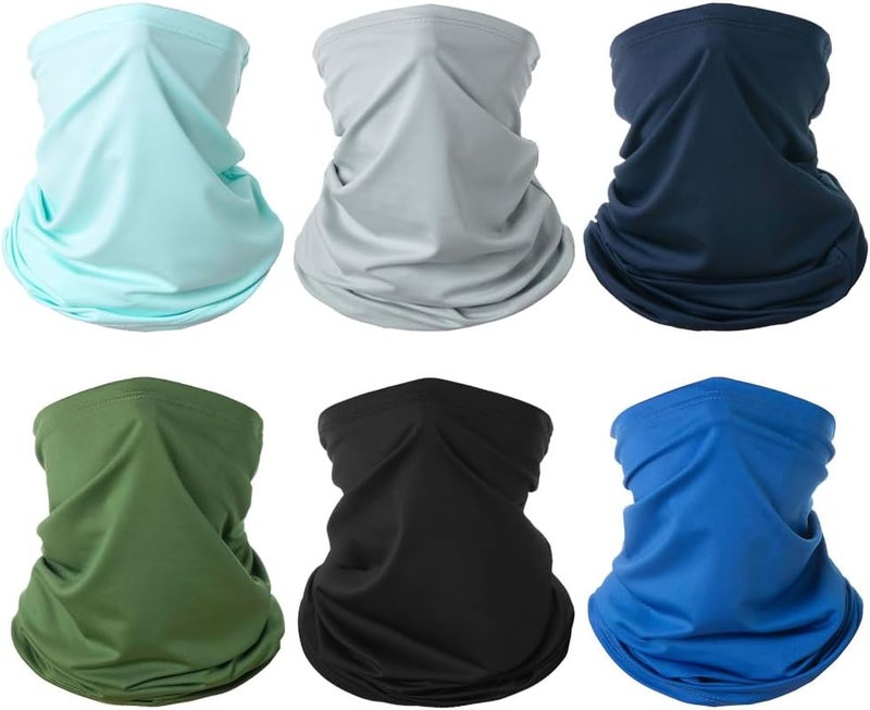 PuddingStation 6 Pieces Summer Face Cover Scarf Mens Neck Gaiter For Men Women UV Protection Face Breathable Sun Protection Cycling Running - Image 1